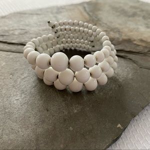 White Bead Wire Wrap Around Bracelet